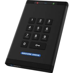 SecureData SecureDrive KP 500GB Encrypted HDD with Keypad Authentication SD-KP-12-BL500GB