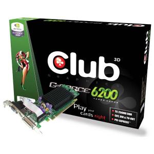Club-3D GeForce 6200 350Mhz PCI-E 128Mb 550Mhz 64 bit DVI TV
